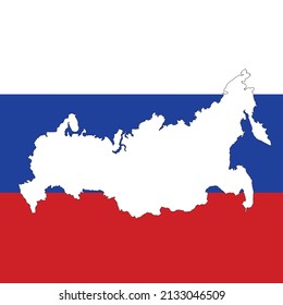 Vector Illustration of the Flag Incorporated Into the Map of Russia