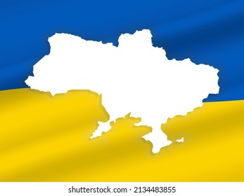 Ilustración vectorial de la bandera incorporada en el mapa del país de Ucrania