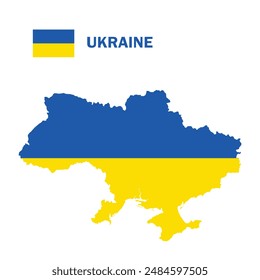 Vector Illustration of the Flag Incorporated Into the Map of Ukraine