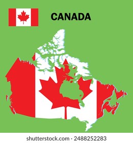 Ilustración vectorial de la bandera incorporada en el mapa de Canadá.