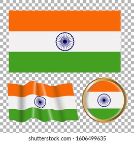 Vector illustration of the flag of India. Isolated image of the options of the flag of India . Element for decoration.