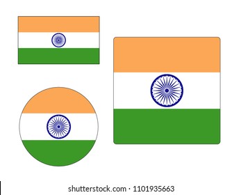 Vector illustration of Flag of India Set