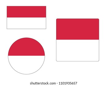 Vector illustration of Flag of Indonesia Set