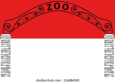 Vector Illustration of the flag of Indonesia with a zoo entrance