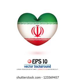 vector illustration of flag of Iran in valentine heart shape