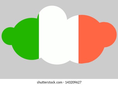 A vector illustration of the flag of Ireland in the shape of a cloud