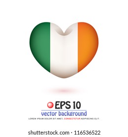 vector illustration of flag of Ireland in valentine heart shape