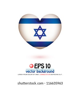 vector illustration of flag of Israel in valentine heart shape