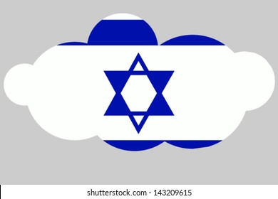 A vector illustration of the flag of Isreal in the shape of a cloud