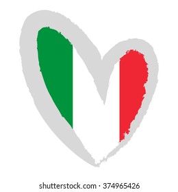 Vector Illustration. Flag of Italy in the form of heart.