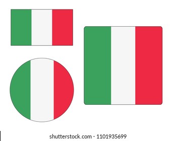 Vector illustration of Flag of Italy Set