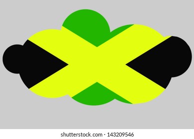 A vector illustration of the flag of Jamaica in the shape of a cloud