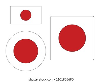 Vector illustration of Flag of Japan Set
