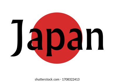 Vector illustration of the flag of Japan with the text Japan