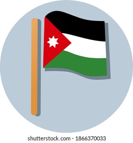 Vektorgrafik der jordanischen Flagge mit Stick, flach minimalistisches Design