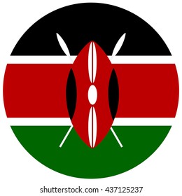 Vector illustration flag of Kenya icon. Round national flag of Kenya. Kenya flag button