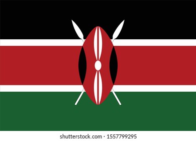 Vector illustration of Flag of Kenya on white background