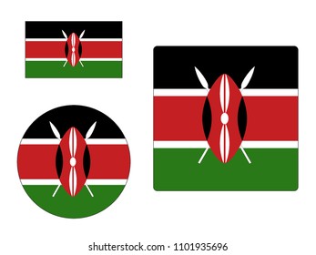 Vector illustration of Flag of Kenya Set