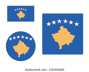 Vector illustration of Flag of Kosovo Set