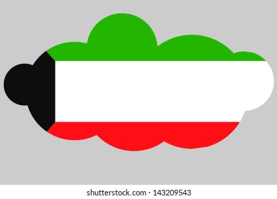 A vector illustration of the flag of Kuwait in the shape of a cloud