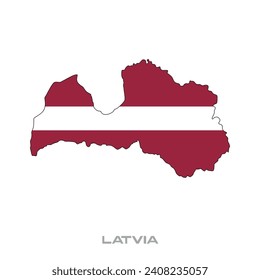 Vector illustration of the flag of Latvia with black contours on a white background