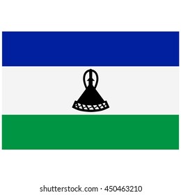 Vector illustration flag of Lesotho icon. Rectangle national flag of Lesotho. Lesotho flag button