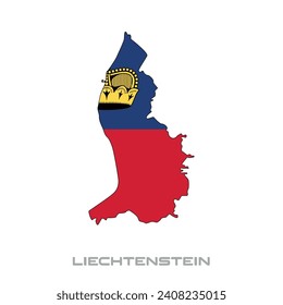 Vektorgrafik der Flagge Liechtensteins mit schwarzen Konturen auf weißem Hintergrund