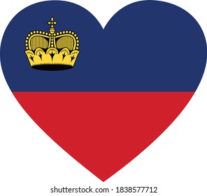 vector illustration of Flag of Liechtenstein in heart shape on white background
