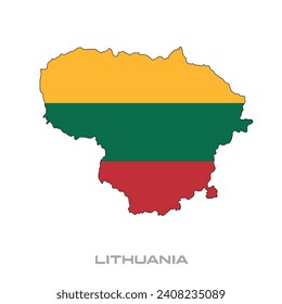 Vector illustration of the flag of Lithuania with black contours on a white background
