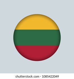 Vector illustration flag of Lithuania icon, Round national flag of Lithuania.