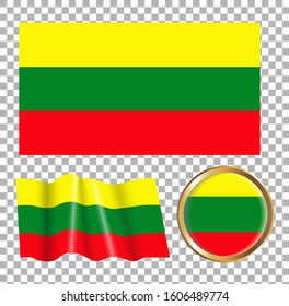 Vector illustration of the flag of Lithuania. Isolated image of the options of the flag of Lithuania. Element for decoration.