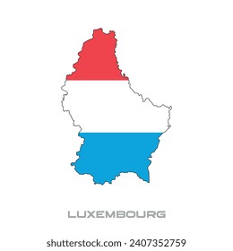 Vector illustration of the flag of Luxembourg with black contours on a white background