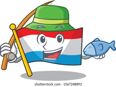 Vector illustration of flag luxembourg in a Fishing design