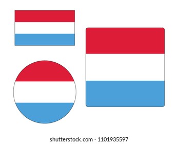 Vector illustration of Flag of Luxembourg Set