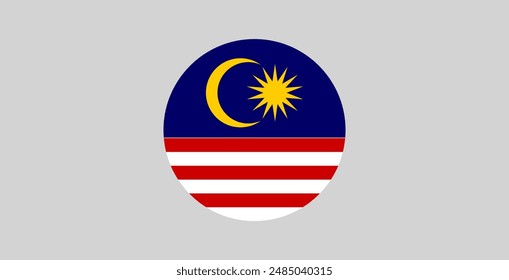 Vector illustration flag of Malaysia icon. Round national flag of Malaysia.
