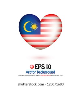 vector illustration of flag of Malaysia in valentine heart shape