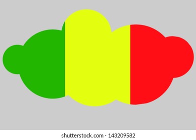 A vector illustration of the flag of Mali in the shape of a cloud