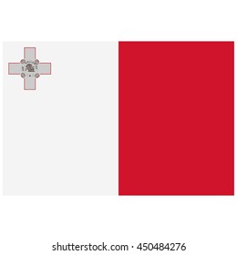 Vector illustration flag of Malta icon. Rectangle national flag of Malta. Malta flag button