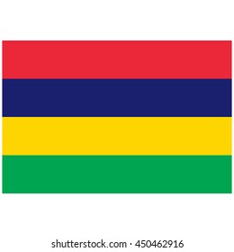 Vector illustration flag of Mauritius icon. Rectangle national flag of Mauritius. Mauritius flag button