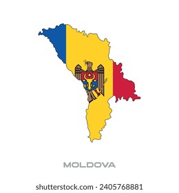 Ilustración vectorial de la bandera de Moldavia con contornos negros sobre un fondo blanco