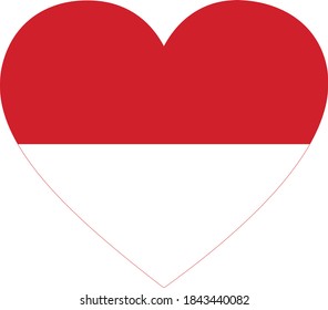 vector illustration of Flag of Monaco in heart shape on white background