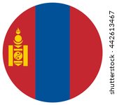 Vector illustration flag of Mongolia icon. Round national flag of Mongolia.