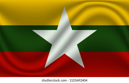 Vector illustration of the flag of Myanmar, can be used as background, wallpaper, project, template and other.