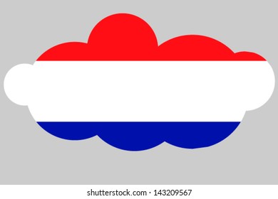 A vector illustration of the flag of Netherlands in the shape of a cloud