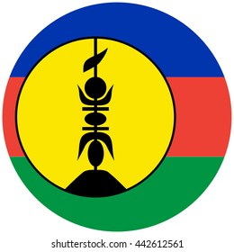 Vector illustration flag of New Caledonia icon. Round national flag of New Caledonia.
