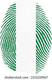 Vector illustration of the flag of Nigeria in the shape of a fingerprint