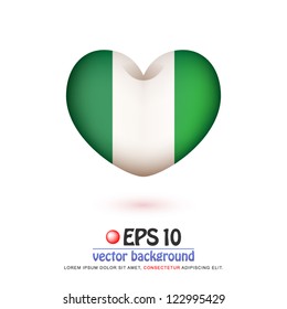 vector illustration of flag of Nigeria in valentine heart shape