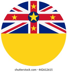Vector illustration flag of Niue icon. Round national flag of Niue.