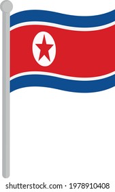 Vector illustration of the flag of north korea on a pole
