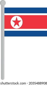 Vector illustration of the flag of north korea on a pole